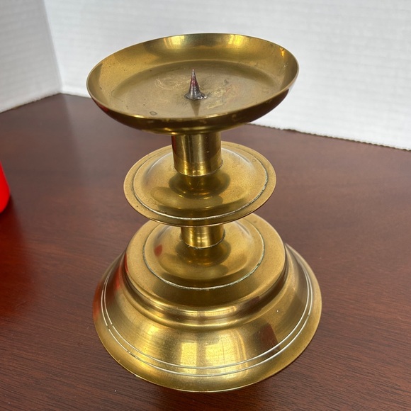 Two Brass Pillar (Piller) Candle Holders/Stands - Picture 13 of 15